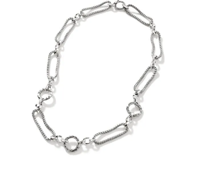 John Hardy Silver Knife Edge Classic Chain Loop Necklace