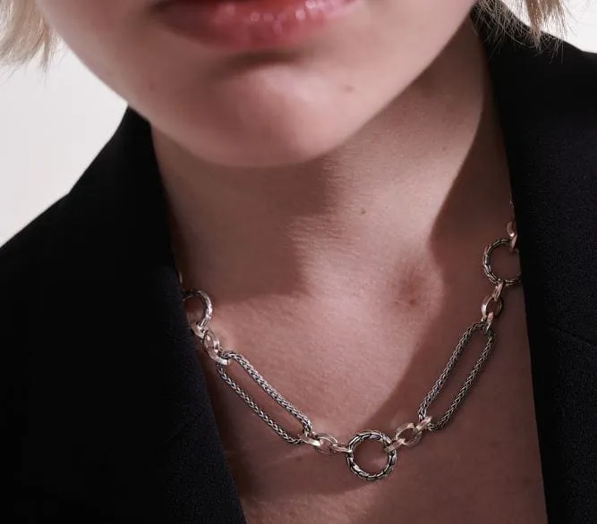 John Hardy Silver Knife Edge Classic Chain Loop Necklace