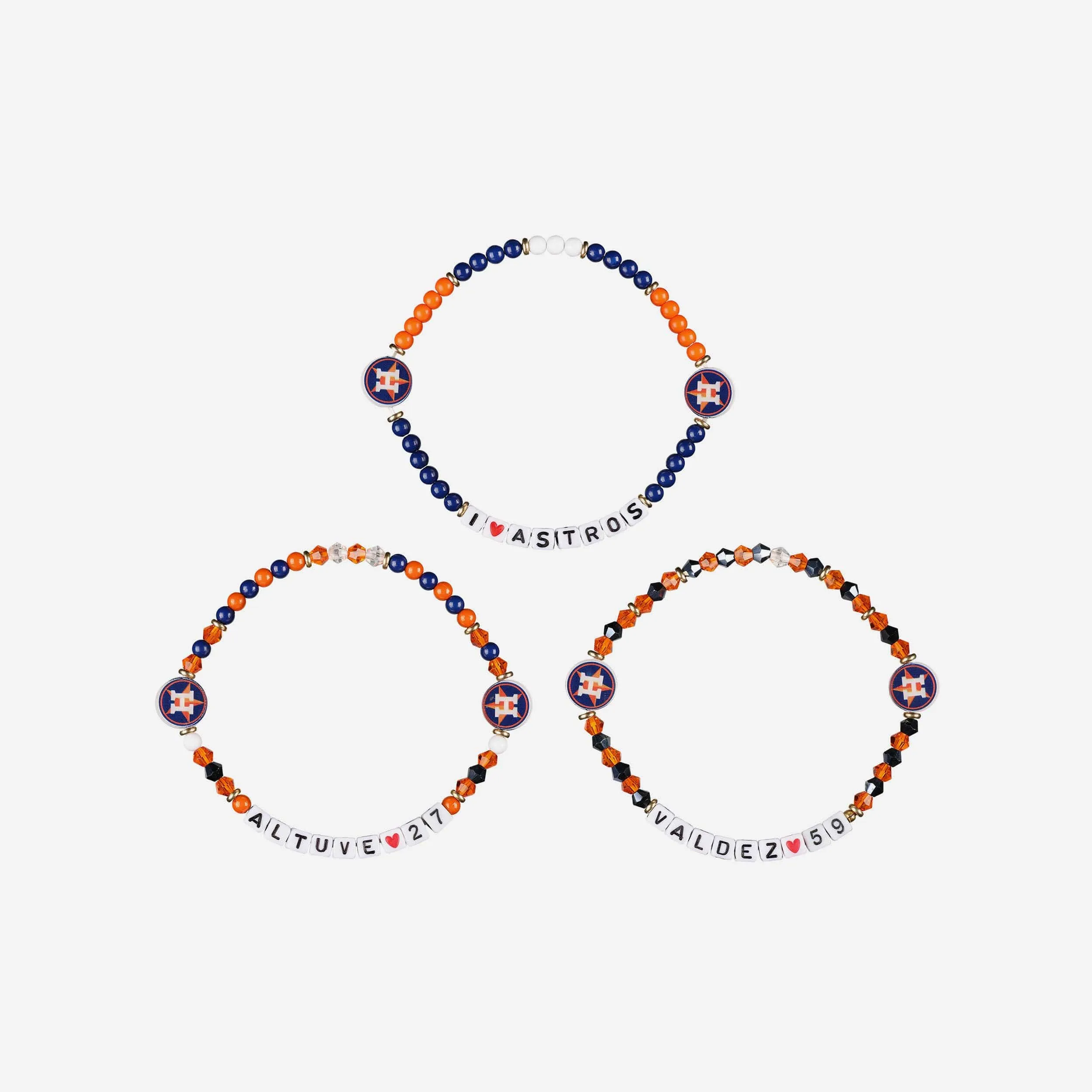 Jose Altuve & Framber Valdez Houston Astros 3 Pack Player Friendship Bracelet