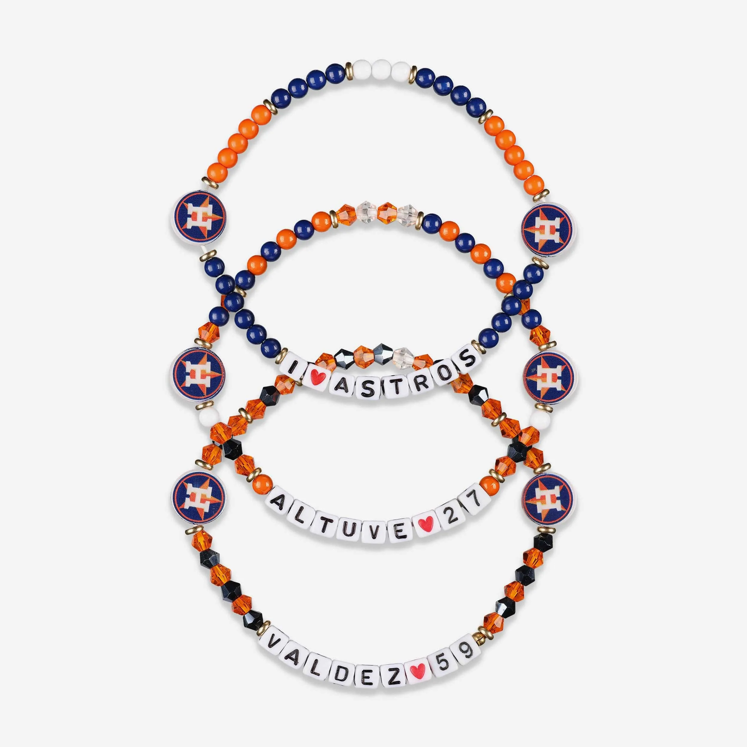Jose Altuve & Framber Valdez Houston Astros 3 Pack Player Friendship Bracelet