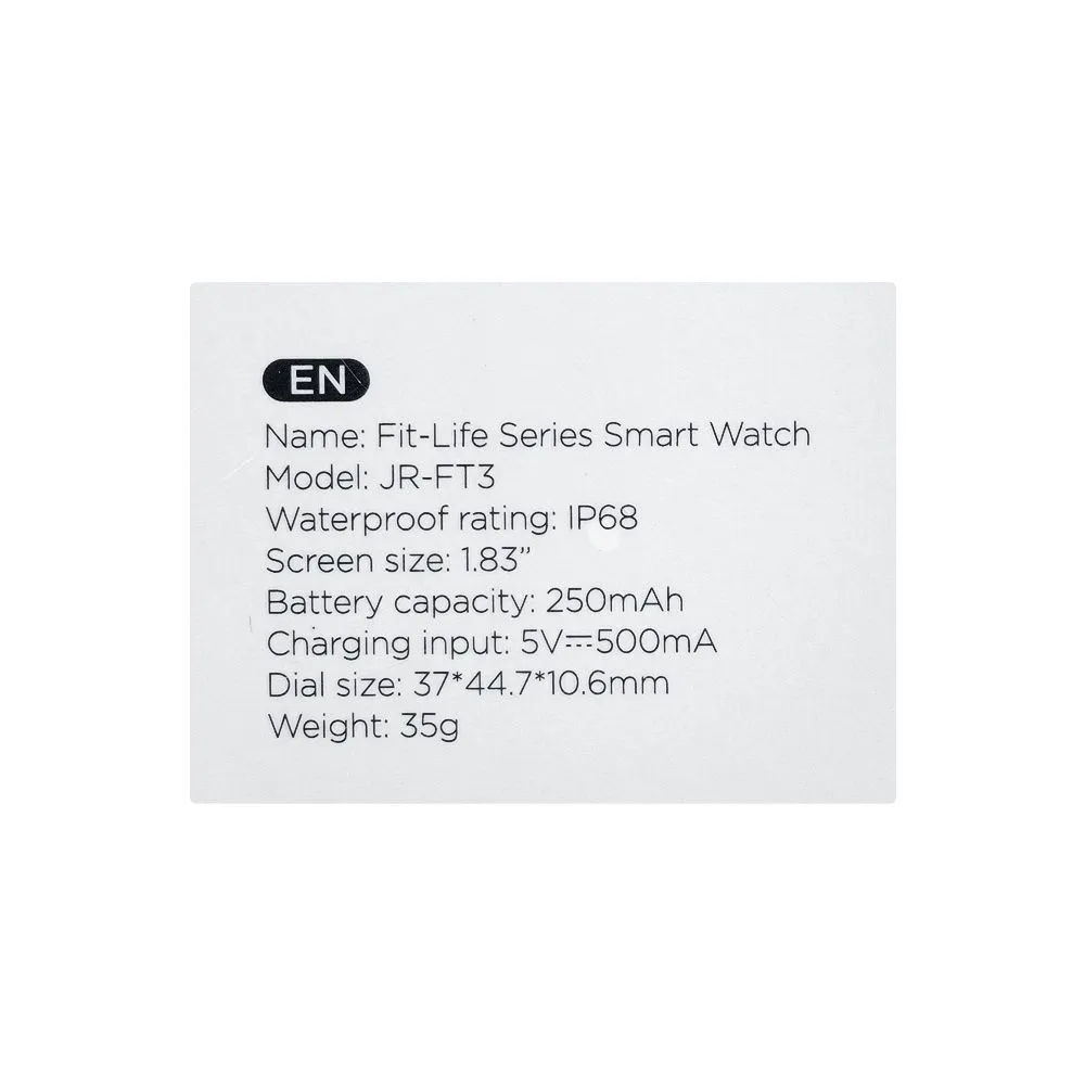 Joyroom Men's & Women's Fit-Life Smart Calling Smart Watch, 250mAh, Dark Grey, JR-FT3