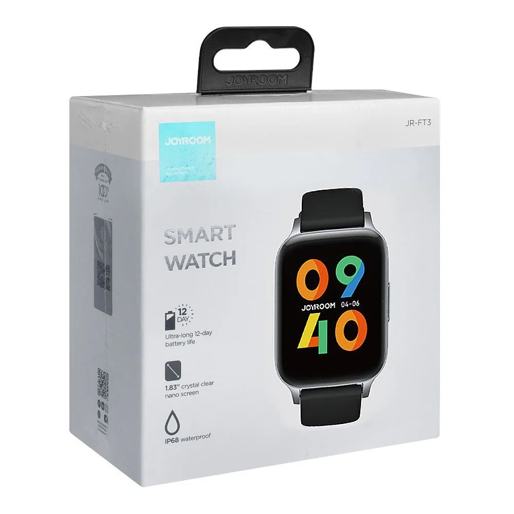 Joyroom Men's & Women's Fit-Life Smart Calling Smart Watch, 250mAh, Dark Grey, JR-FT3