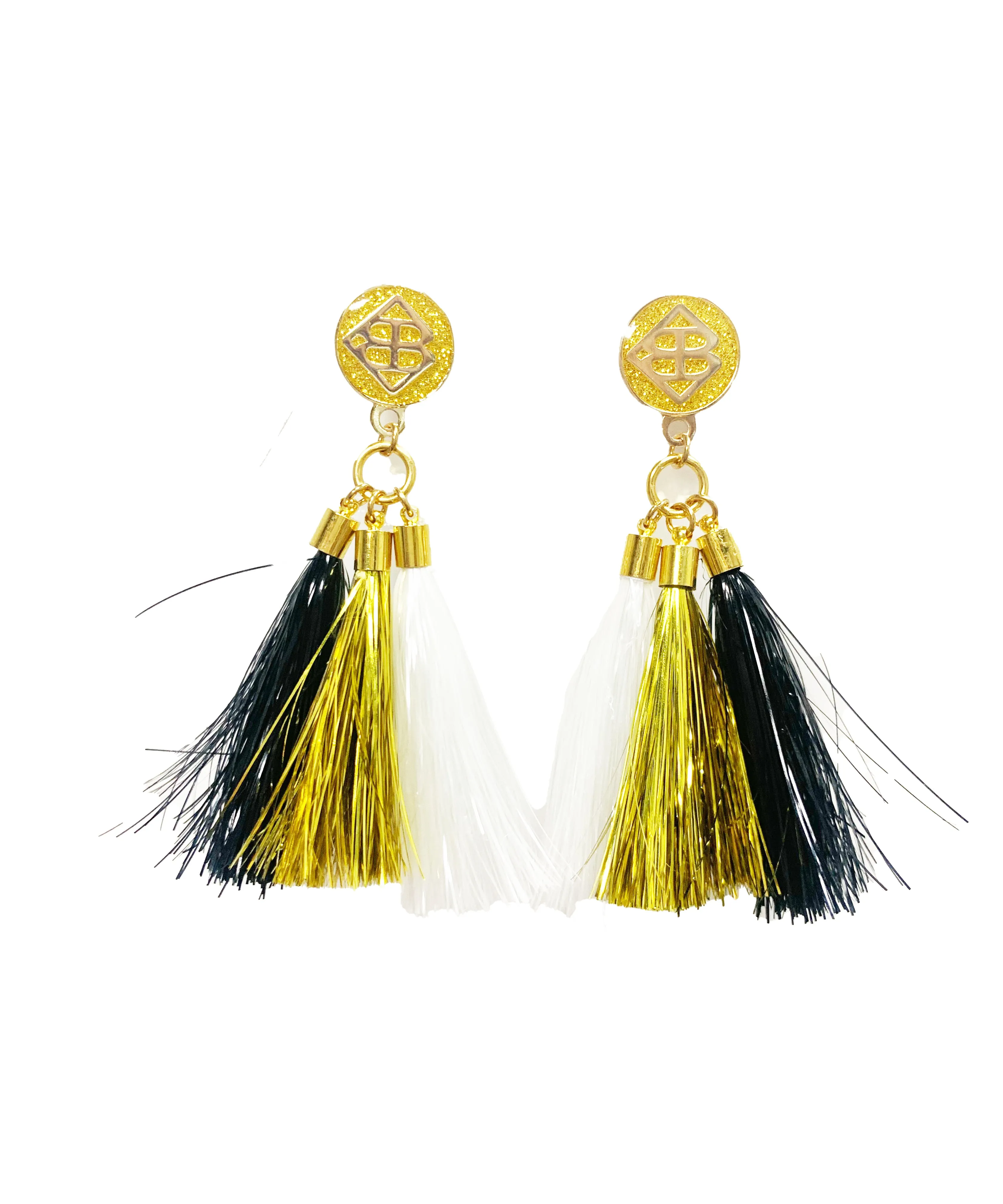 Jumbo Tassel Earrings - Black & Gold