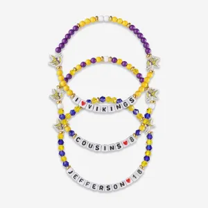Justin Jefferson & Kirk Cousins Minnesota Vikings 3 Pack Player Friendship Bracelet