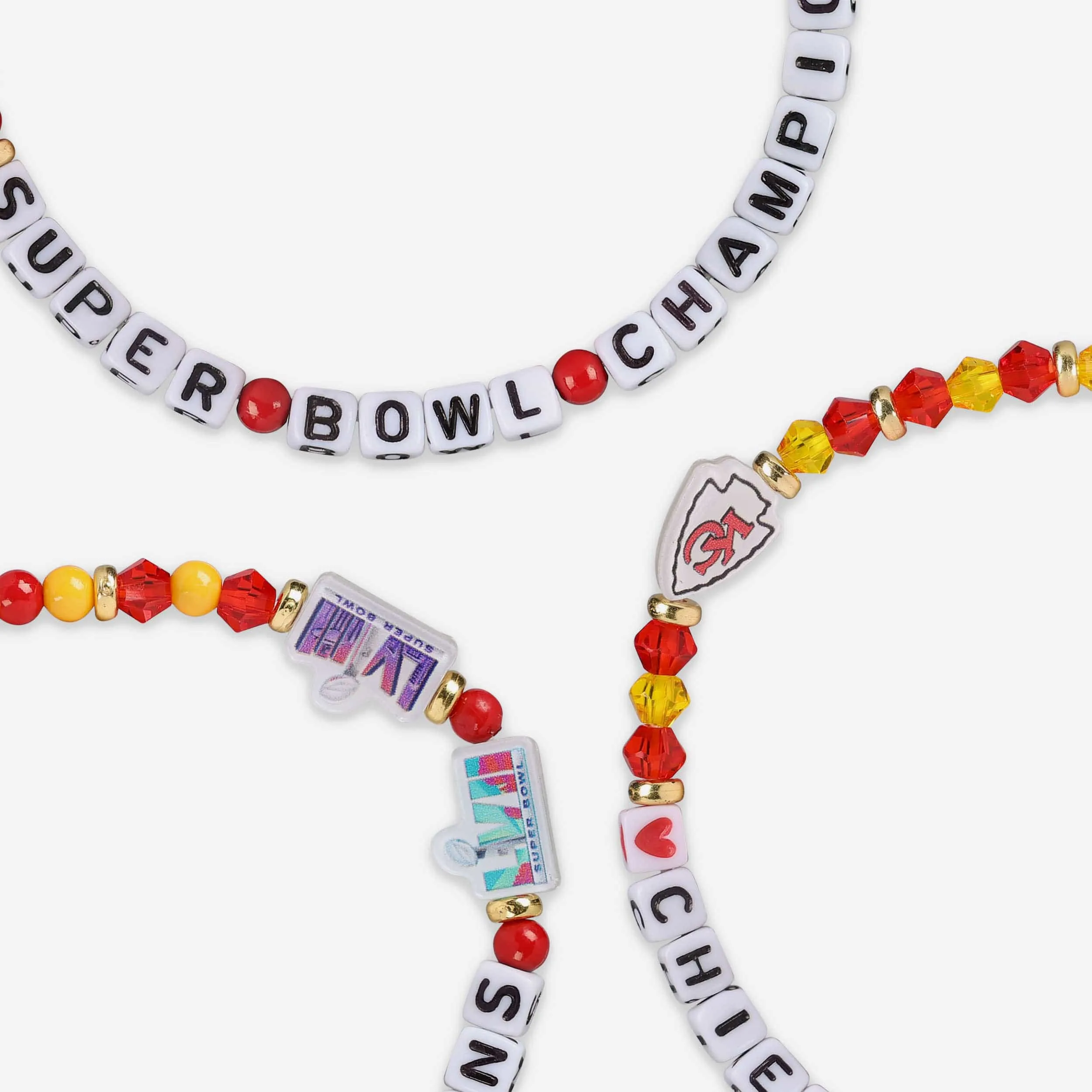 Kansas City Chiefs 4X Super Bowl LVIII Champions 3 Pack Team Friendship Bracelet