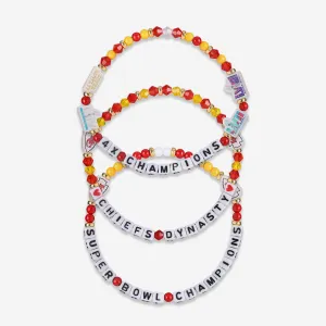 Kansas City Chiefs 4X Super Bowl LVIII Champions 3 Pack Team Friendship Bracelet