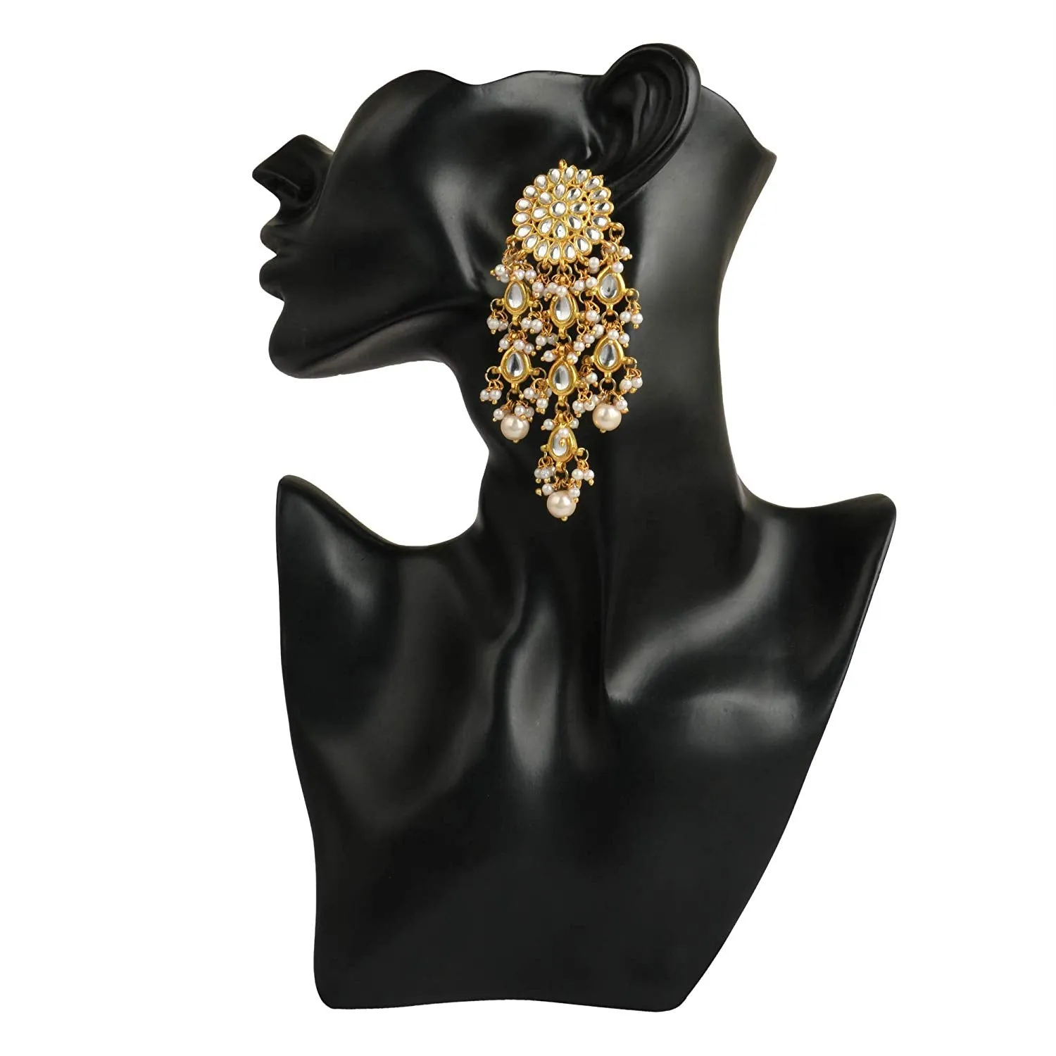 Karatcart GoldPlated Kundan Tassel Earrings With Maangtikka