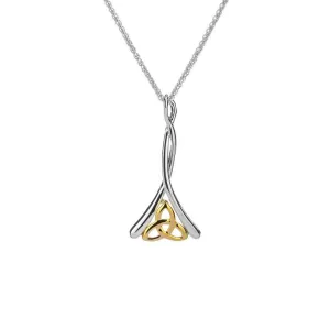 Keith Jack Celtic Trinity Knot Sterling Silver and 10K Yellow Gold Pendant