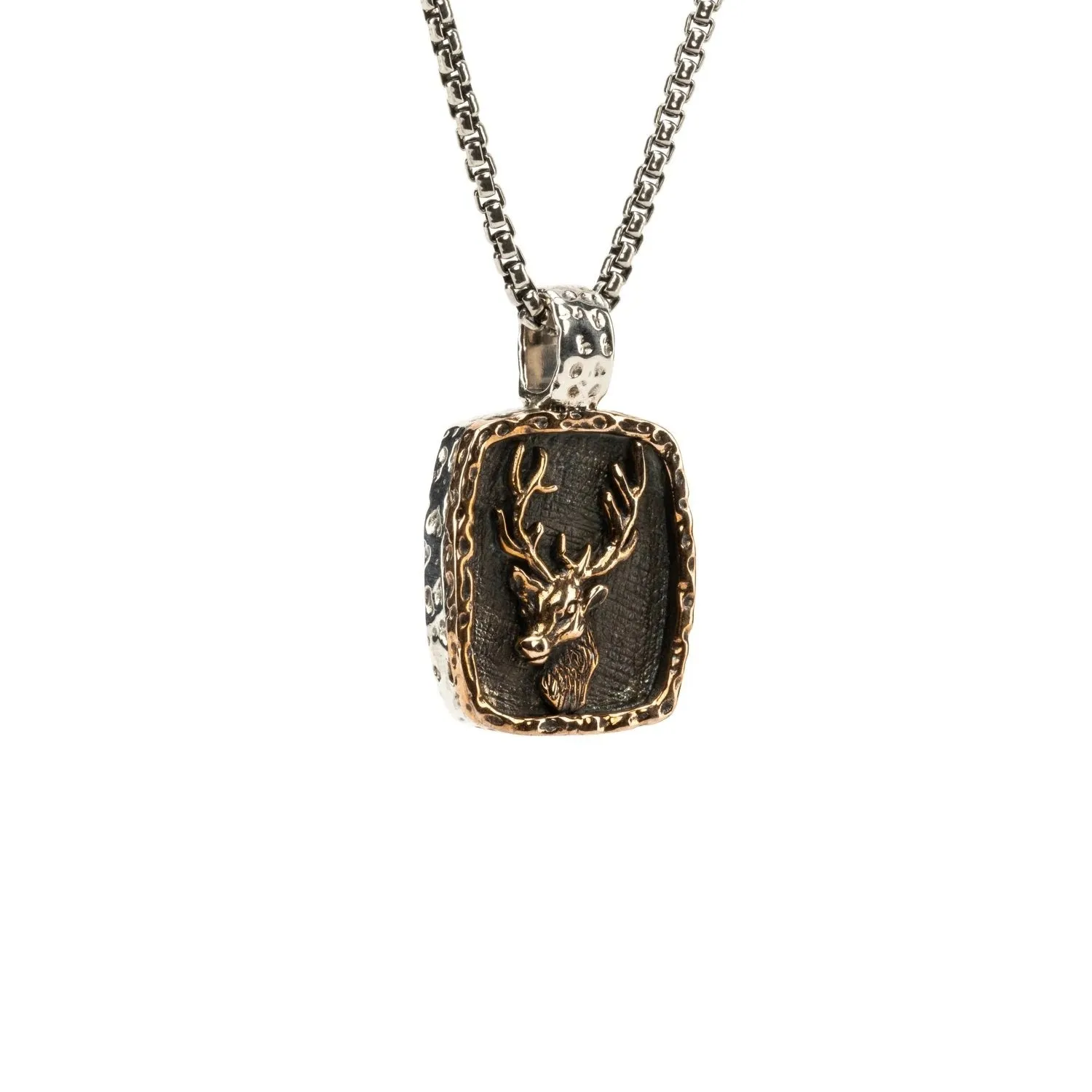 Keith Jack Large Sterling Silver and Bronze Stag Pendant