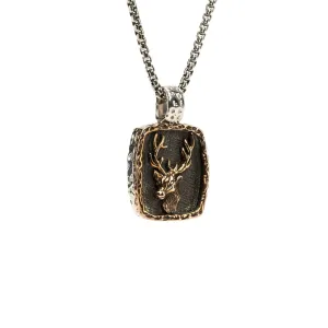 Keith Jack Large Sterling Silver and Bronze Stag Pendant