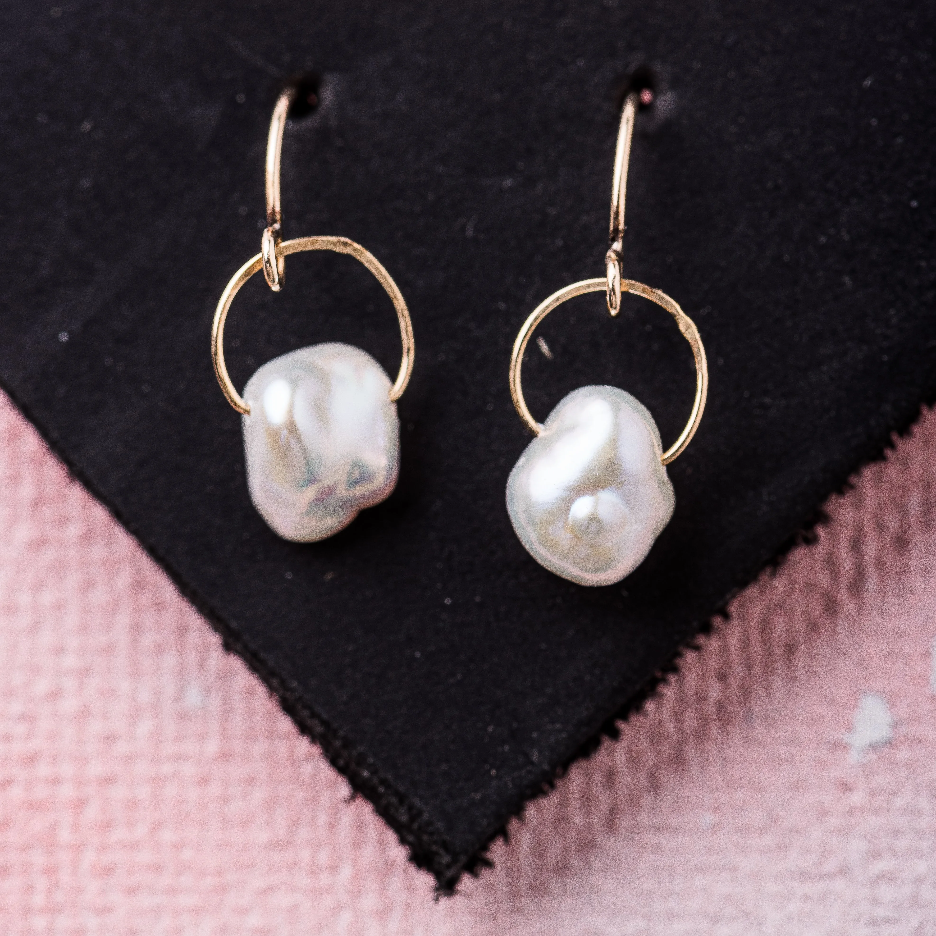 Keshi Pearl Drop Earrings in 14k Gold