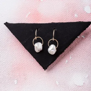 Keshi Pearl Drop Earrings in 14k Gold