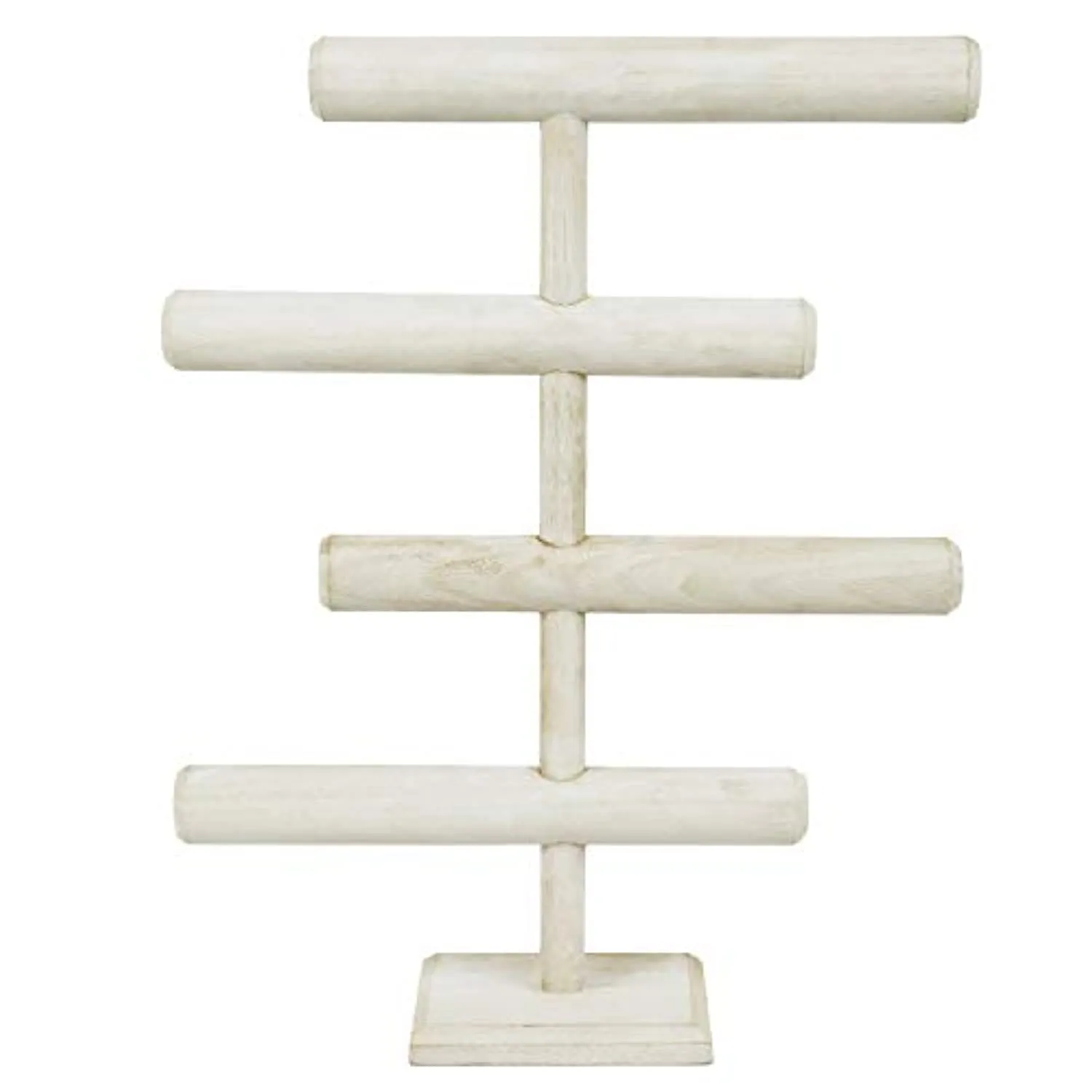 KGMcare Lightweight Wooden 4-Tier Jewelry Display Stand, Wooden Necklace Jewelry Display Organizer Bracelet Holder for Shows, Wooden Bracelet Watch Display Stand, Wash White Color