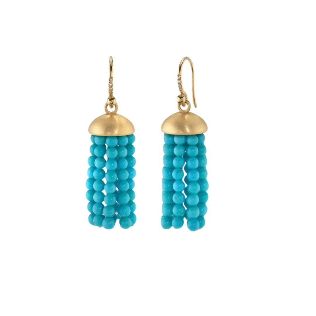 KINGMAN TURQUOISE MINI TASSEL EARRINGS