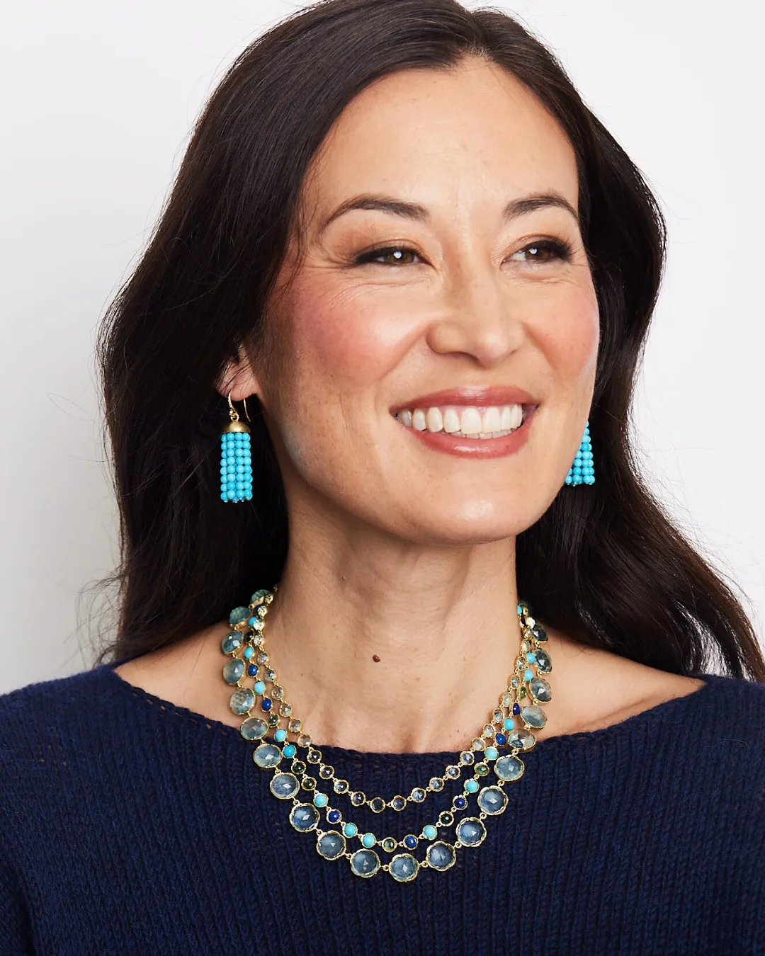 KINGMAN TURQUOISE MINI TASSEL EARRINGS