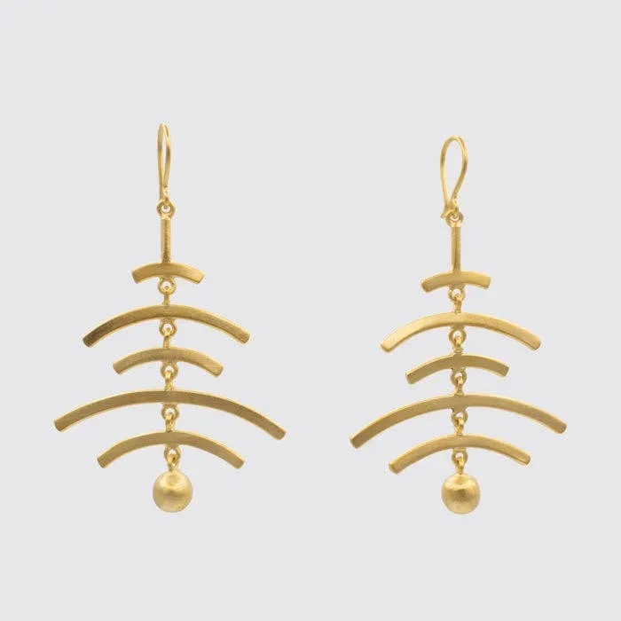 Large Arcs with Ball Dangle Earrings - EJ2233