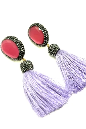Lavender Tassel Gemstone Earring
