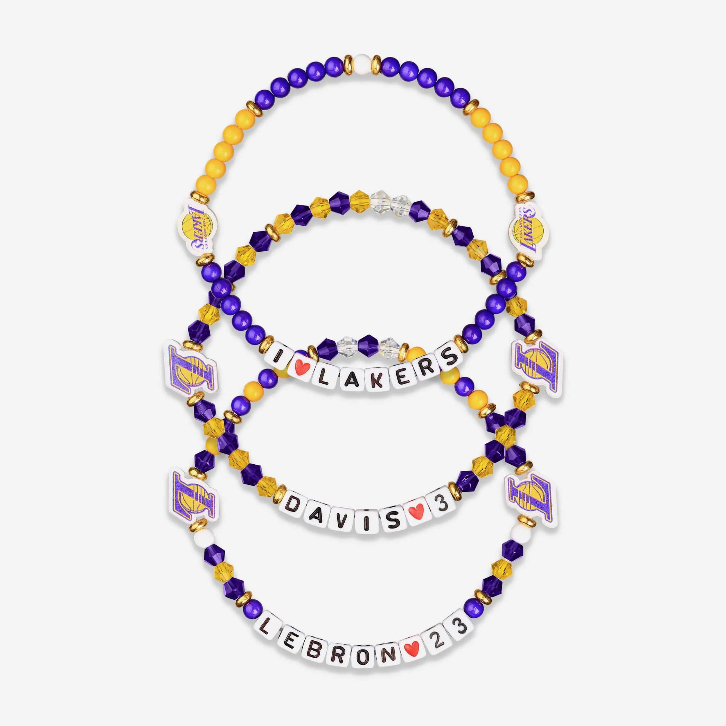 LeBron James & Anthony Davis Los Angeles Lakers 3 Pack Player Friendship Bracelet