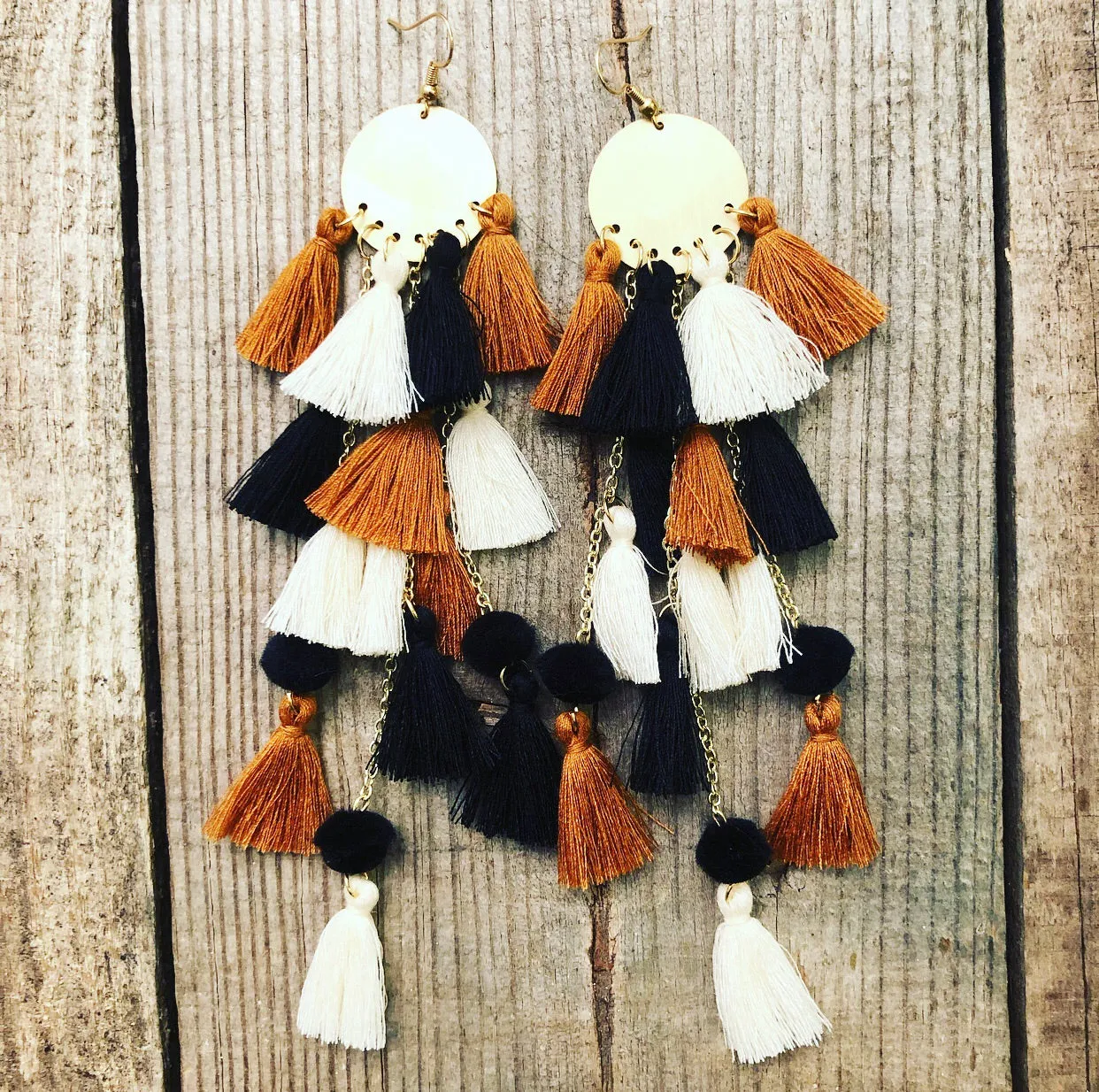 Leopard Colored Tassel Earrings