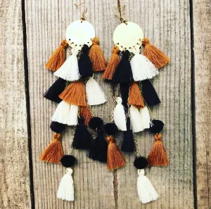 Leopard Colored Tassel Earrings