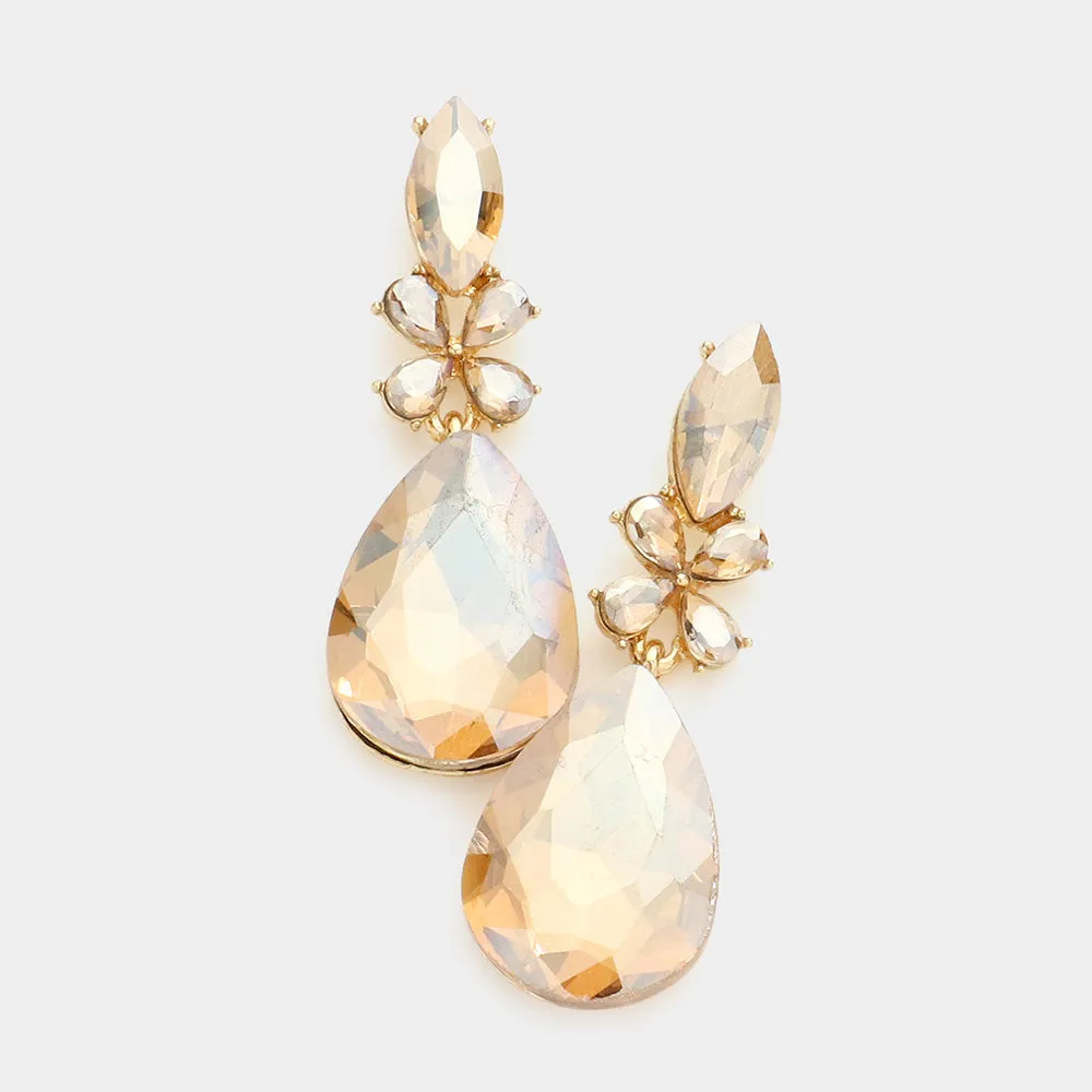 Light Topaz Teardrop Dangle Earrings | Pageant Drop Earrings |  577752