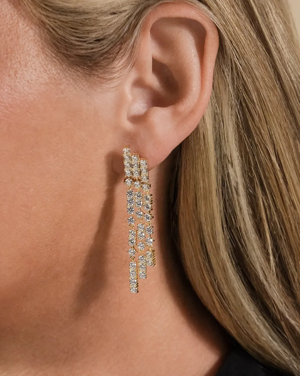 Linda CZ Dangle Stud Earrings