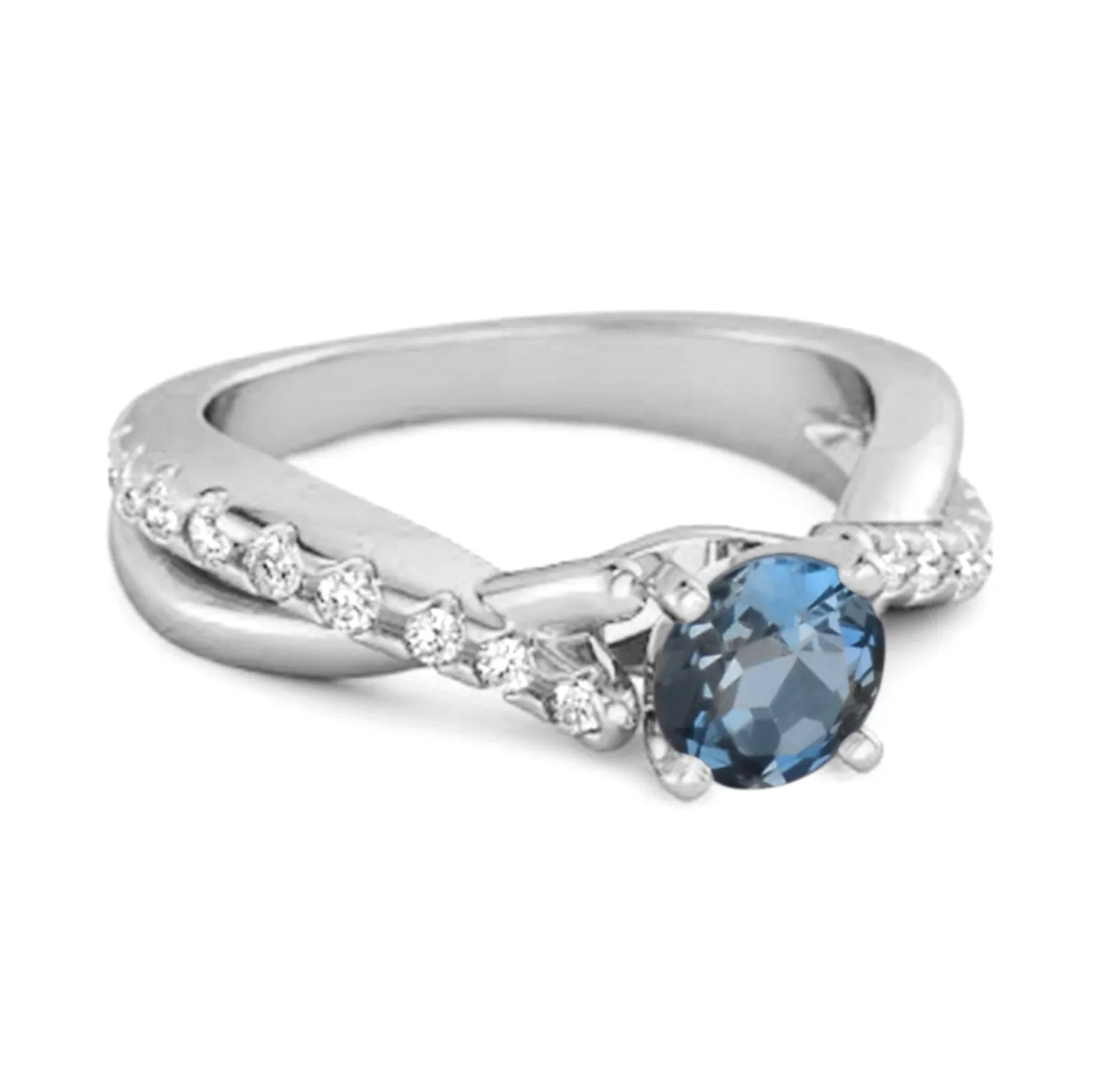 London Blue Topaz Accents 925 Sterling Silver Twisting Vine Shank Ring