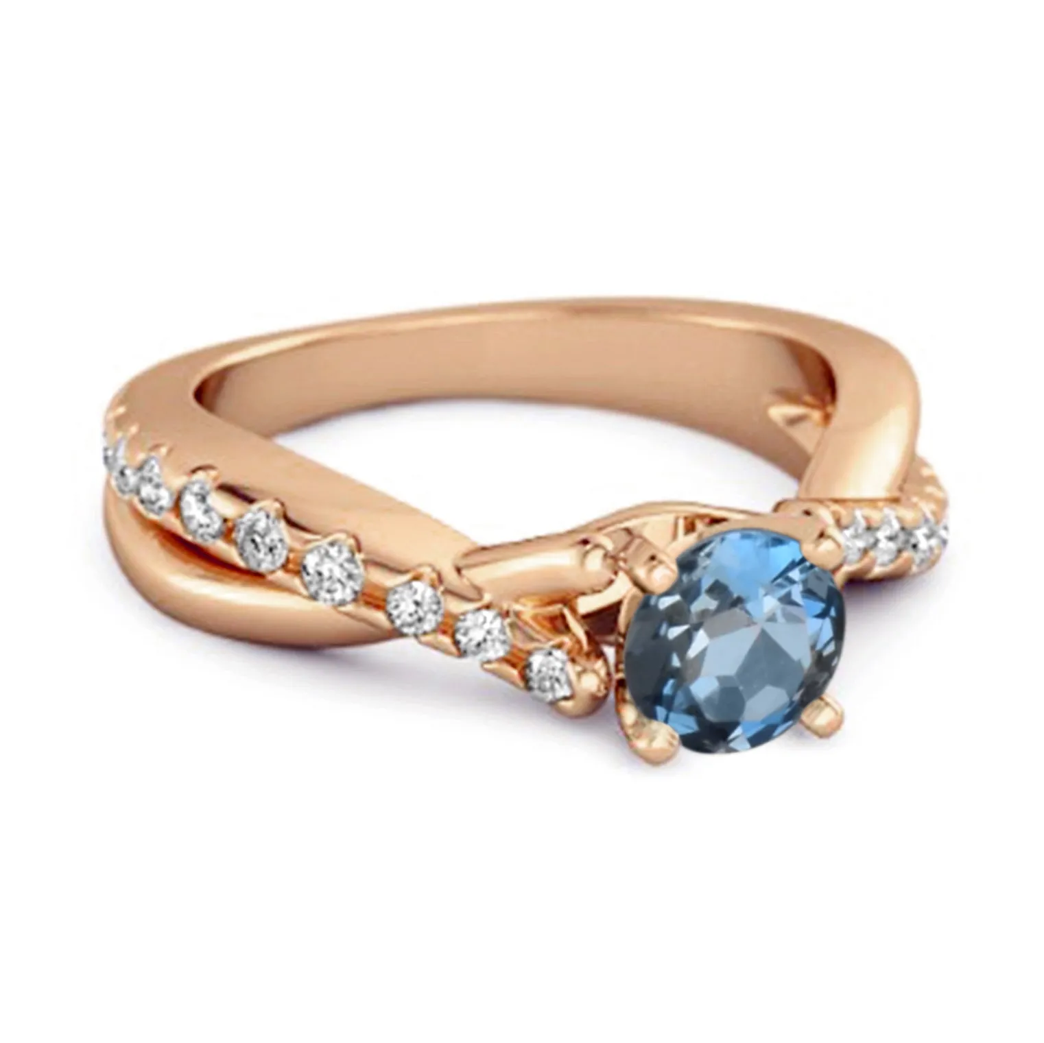 London Blue Topaz Accents 925 Sterling Silver Twisting Vine Shank Ring