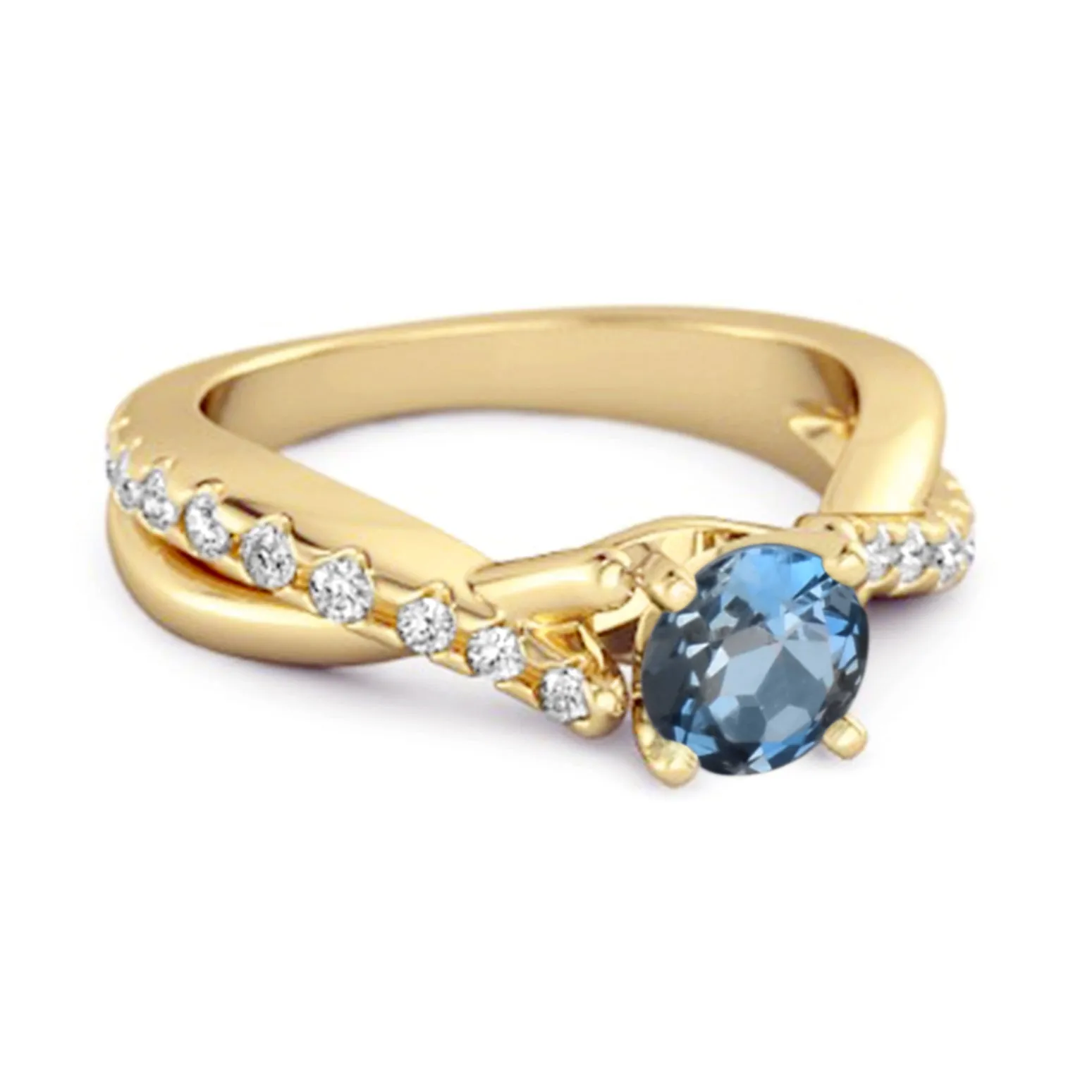 London Blue Topaz Accents 925 Sterling Silver Twisting Vine Shank Ring