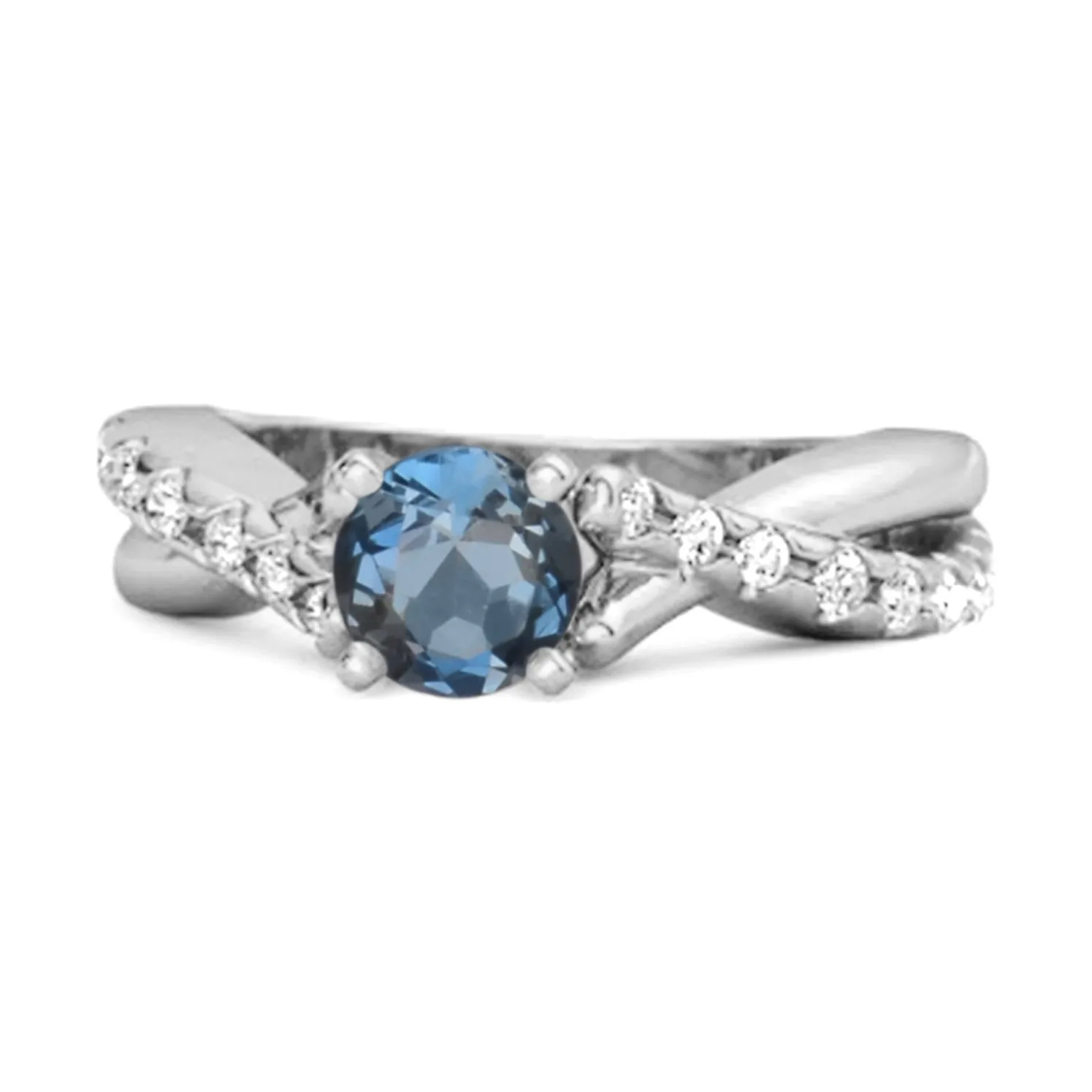 London Blue Topaz Accents 925 Sterling Silver Twisting Vine Shank Ring