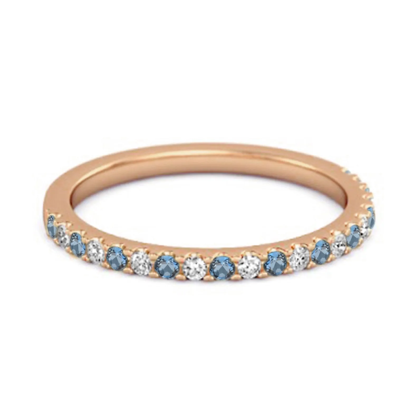 London Blue Topaz Half Eternity Band 925 Sterling Silver Stackable Ring