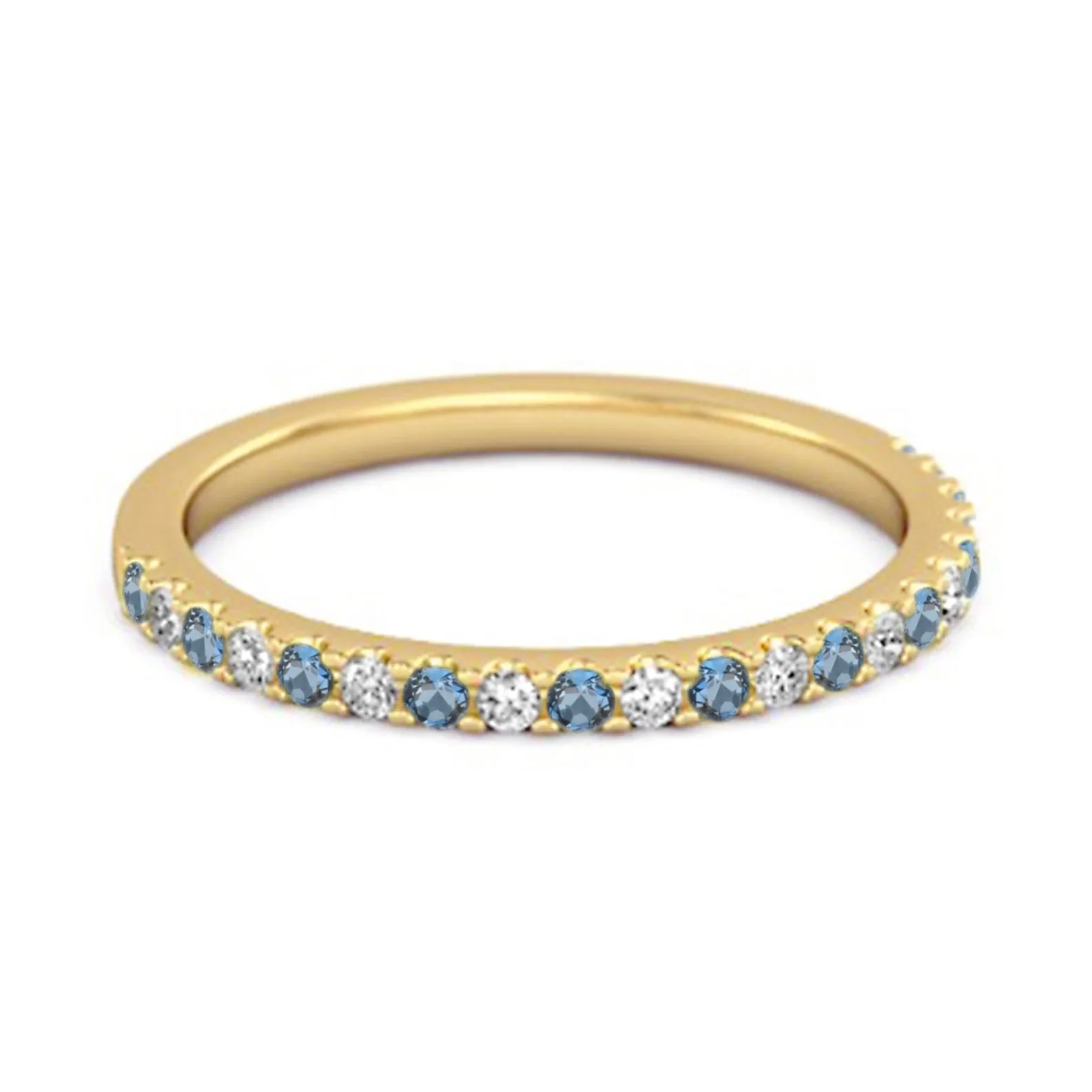 London Blue Topaz Half Eternity Band 925 Sterling Silver Stackable Ring