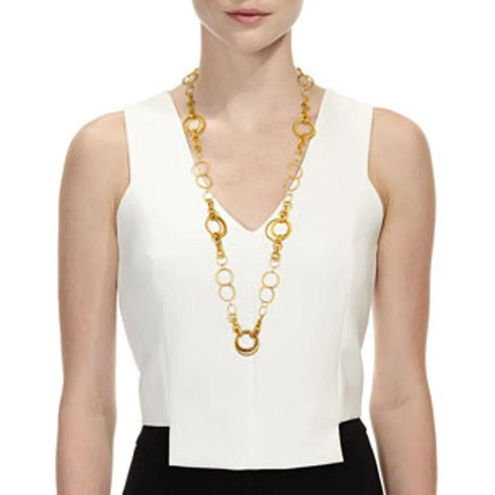 Long Round Silver Link Necklace