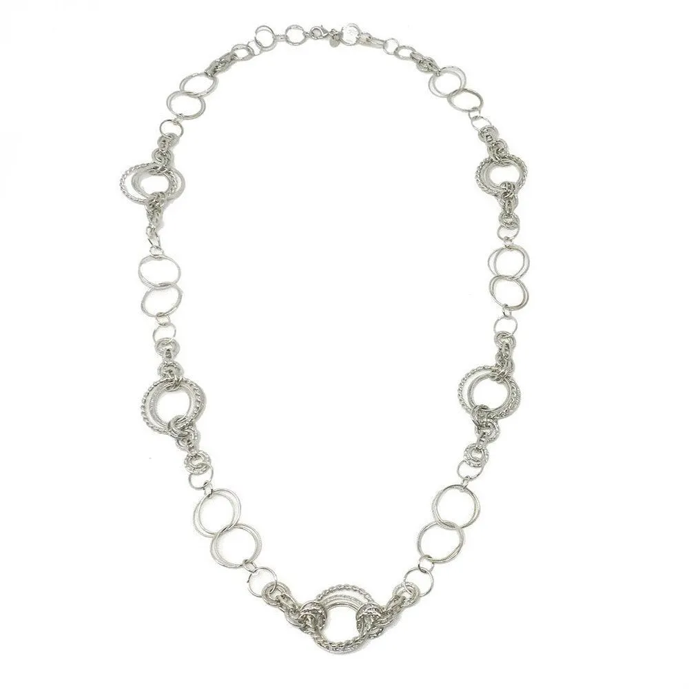 Long Round Silver Link Necklace
