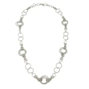 Long Round Silver Link Necklace