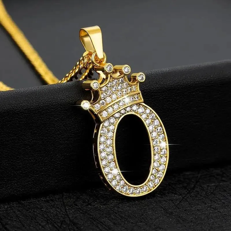 Luxury Modern Crystal Zircon Alphabet Pendant Necklaces For Women and Men With Crown Initial Letter Necklace Hip Hop Gold Chain Jewelry  Diamond Necklace