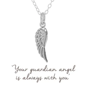 Mantra Angel Wing  Necklace | Sterling Silver