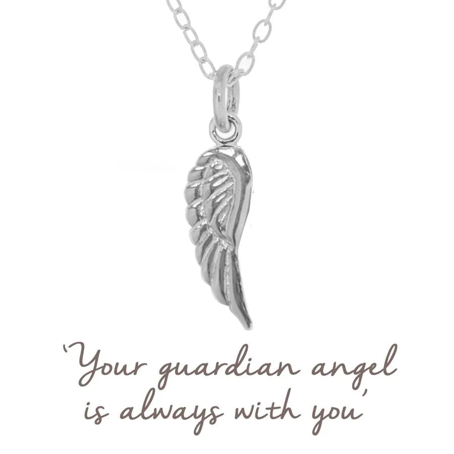 Mantra Angel Wing  Necklace | Sterling Silver