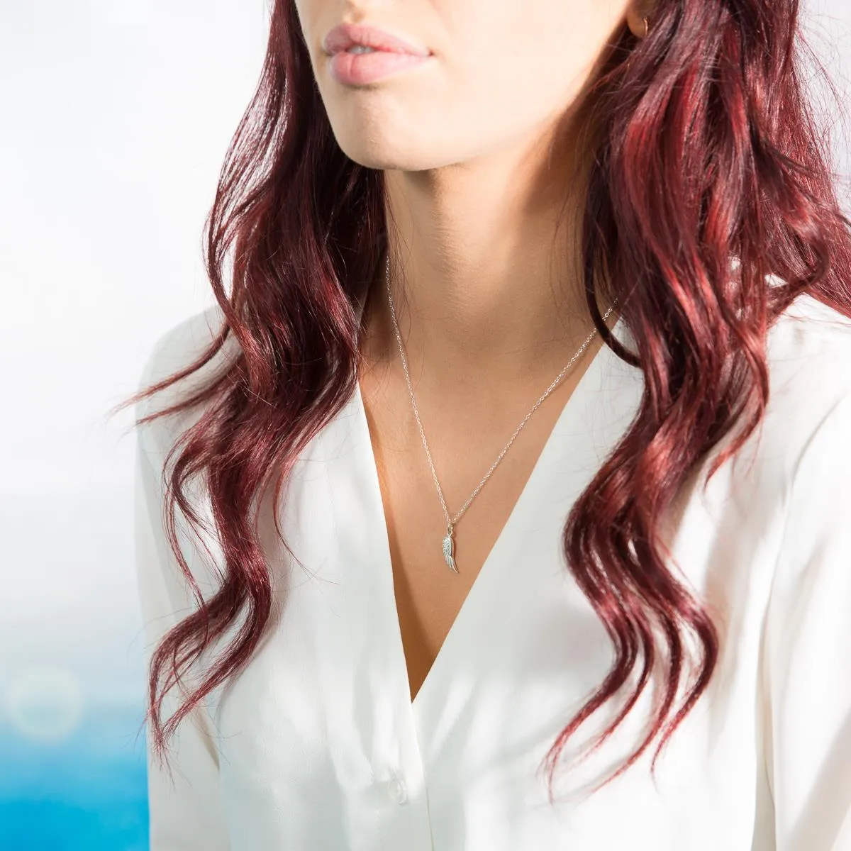 Mantra Angel Wing  Necklace | Sterling Silver