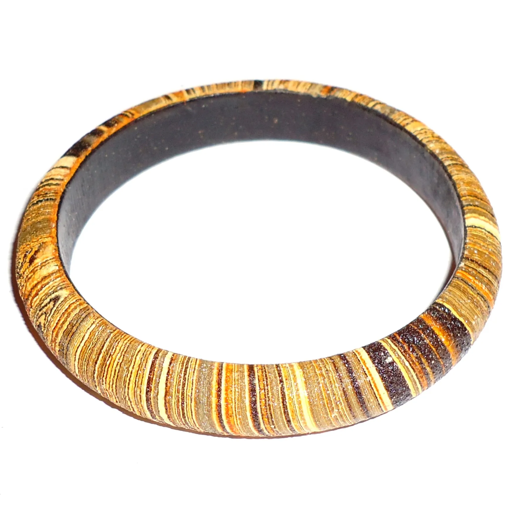 Marblized Wooden Bangle - Small, Gold