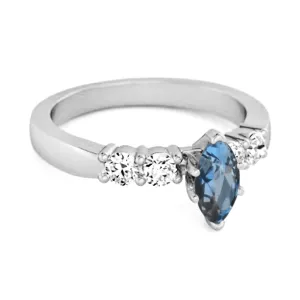 Marquise Cut 0.10 Ctw London Blue Topaz Princess Ariana Wishbone Ring