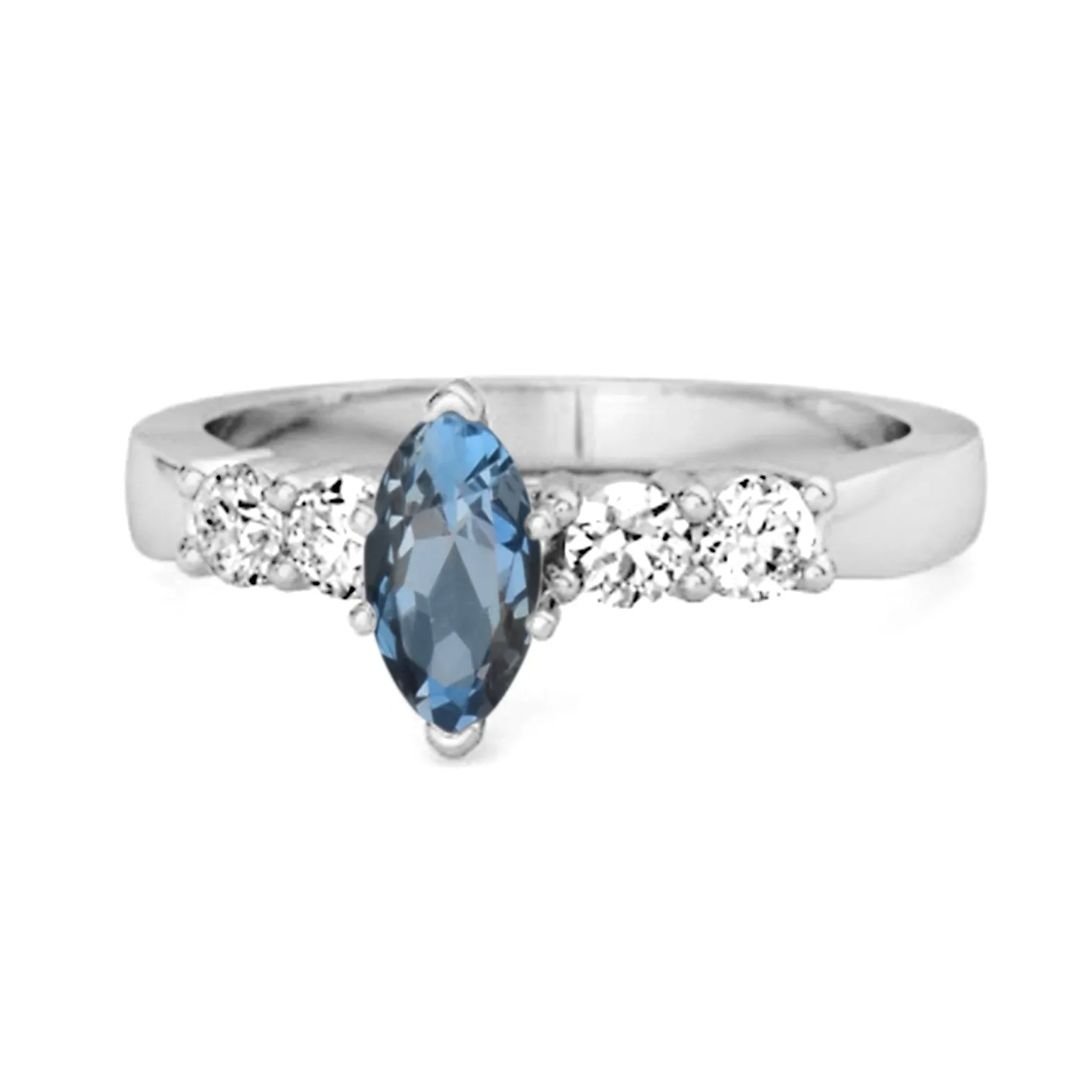 Marquise Cut 0.10 Ctw London Blue Topaz Princess Ariana Wishbone Ring