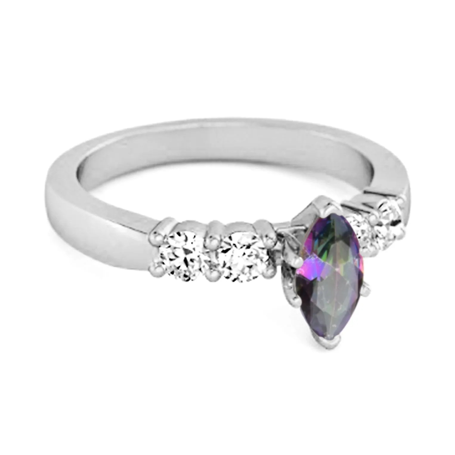 Marquise Cut 0.10 Ctw Mystic Topaz Princess Ariana Wishbone Ring