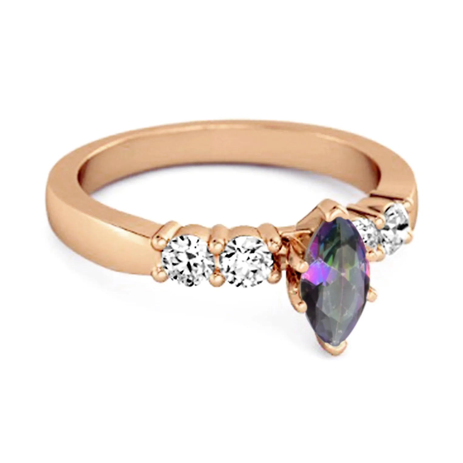 Marquise Cut 0.10 Ctw Mystic Topaz Princess Ariana Wishbone Ring