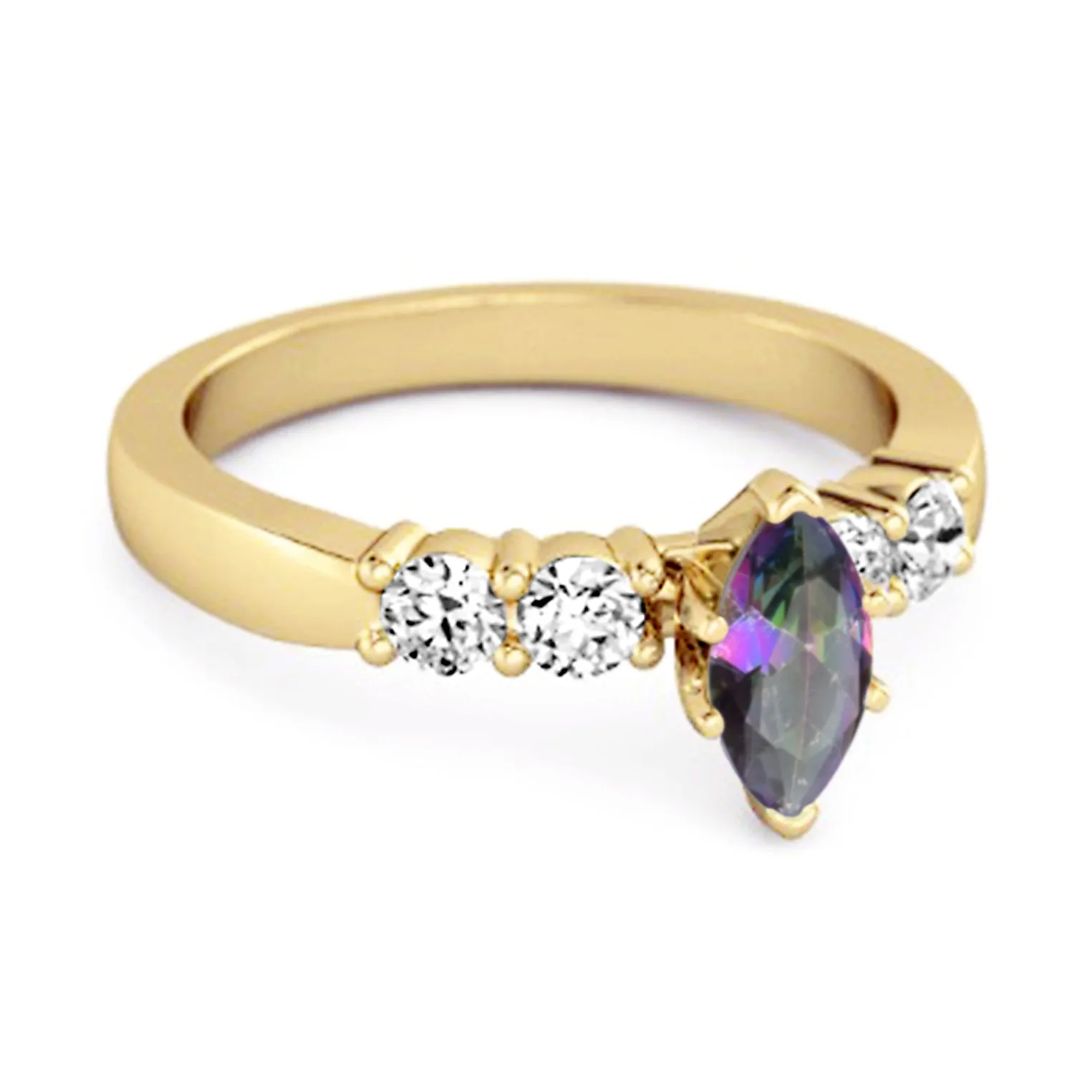 Marquise Cut 0.10 Ctw Mystic Topaz Princess Ariana Wishbone Ring