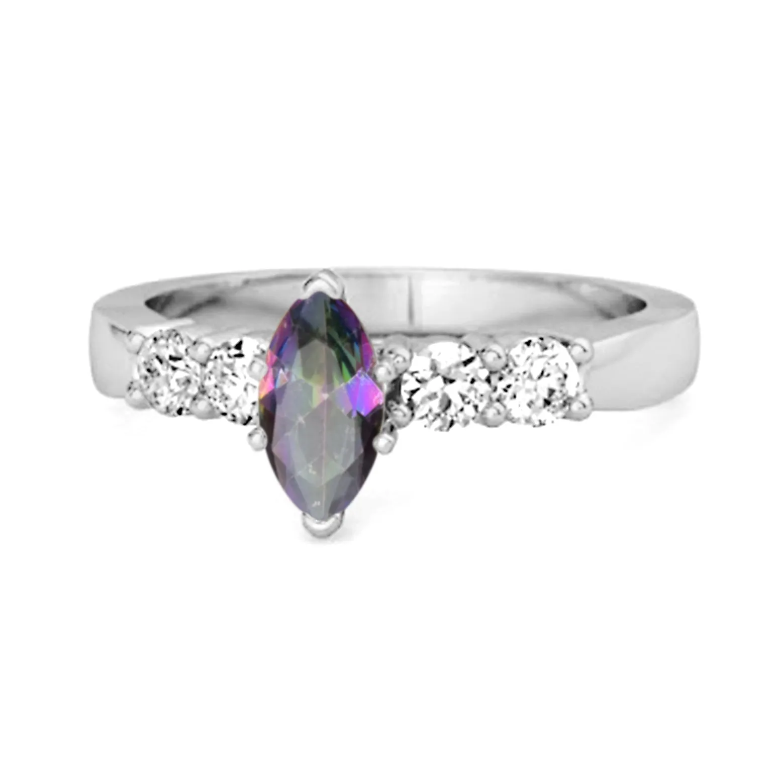 Marquise Cut 0.10 Ctw Mystic Topaz Princess Ariana Wishbone Ring