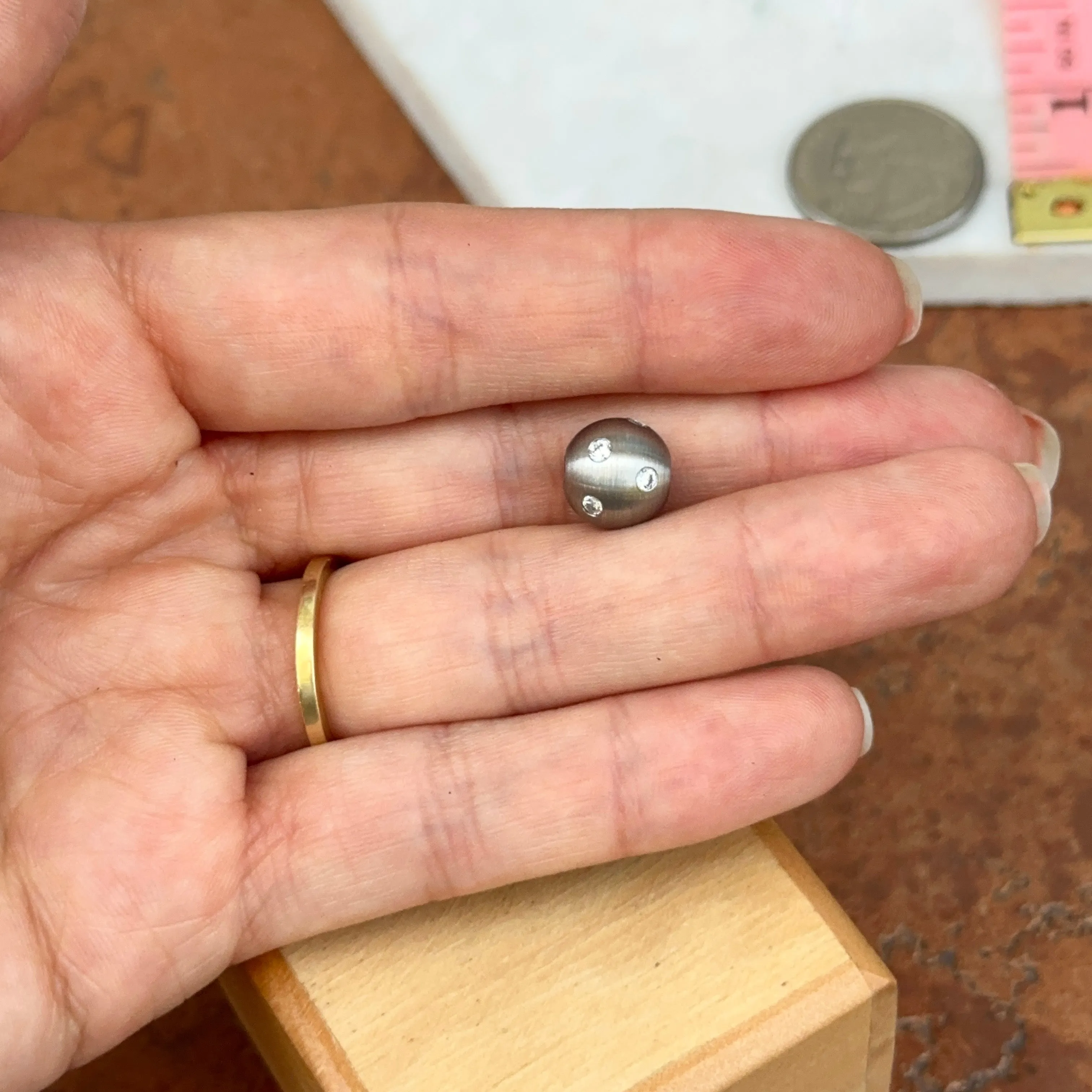 Matte Stainless Steel 10mm Gypsy Set CZ Ball Pendant Swap