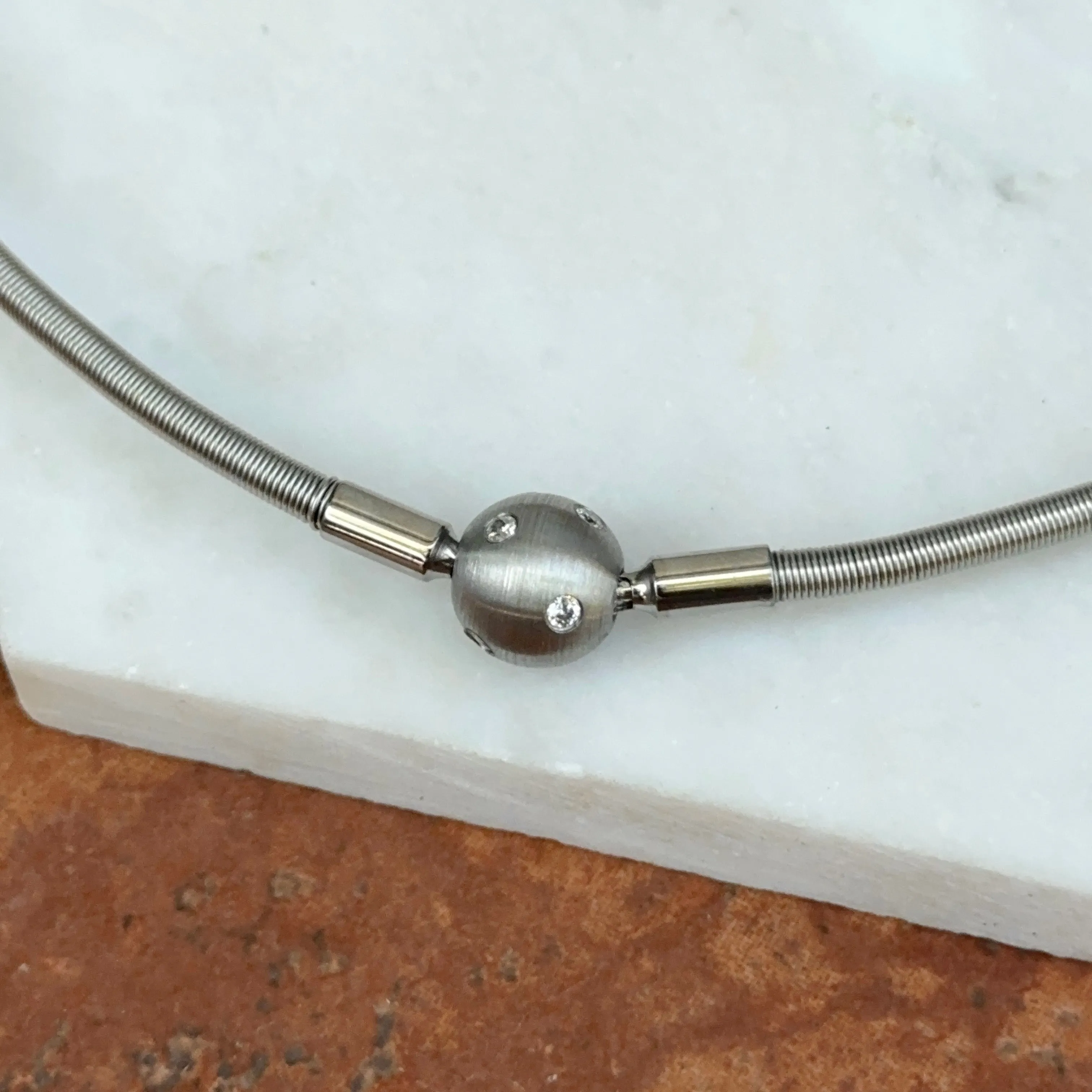 Matte Stainless Steel 10mm Gypsy Set CZ Ball Pendant Swap