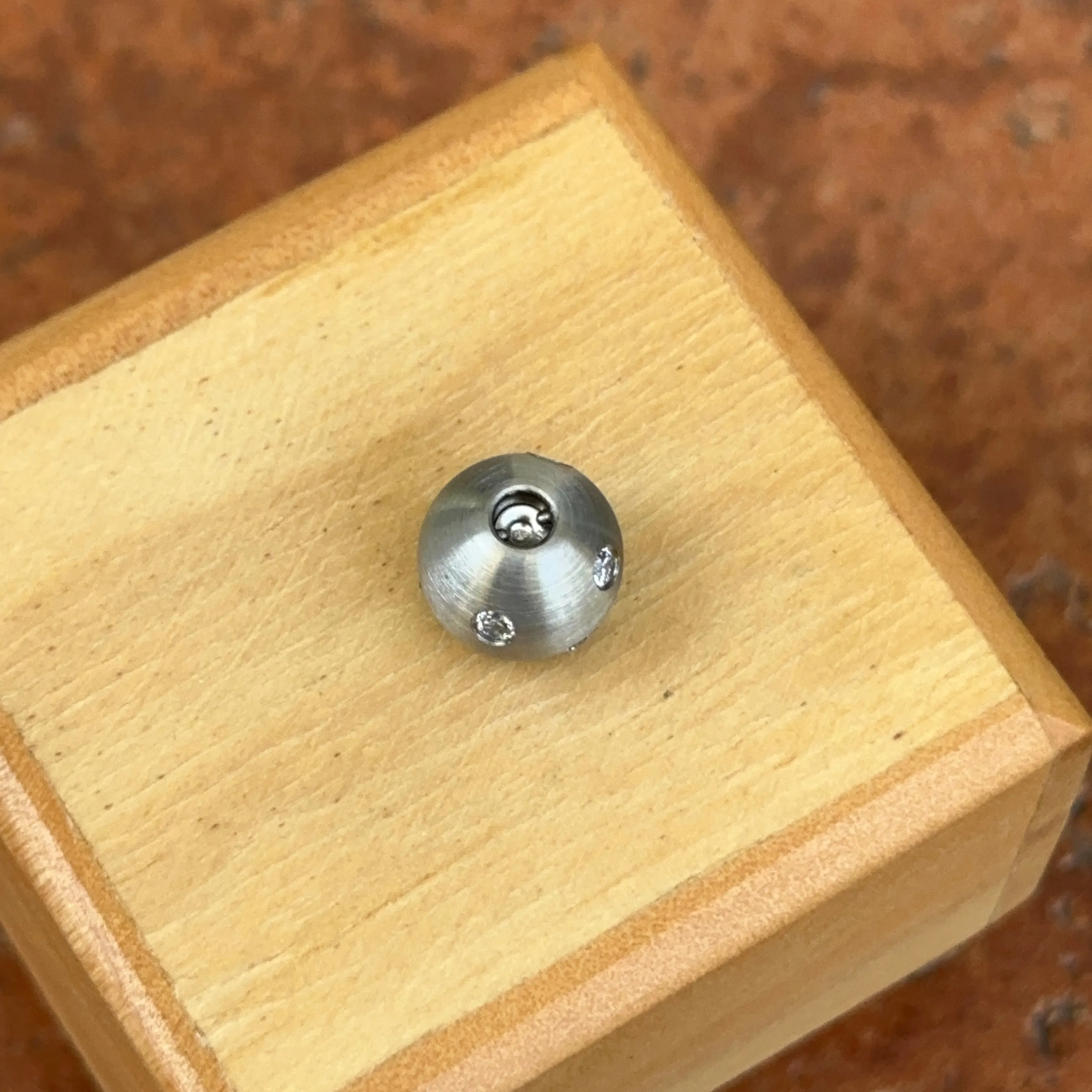 Matte Stainless Steel 10mm Gypsy Set CZ Ball Pendant Swap