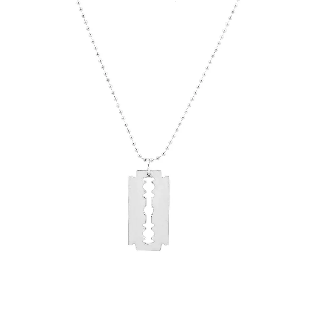 MD Barber Safety Razor Blade Necklace & Key Ring (Silver, Gold, or Black)